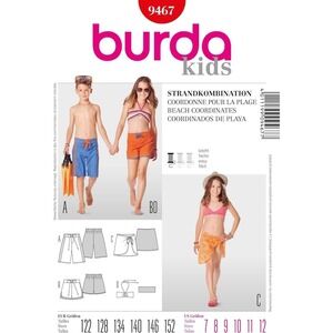 Burda Sewing Pattern 9467 Swimwear Beach‎ Child Size 7-12